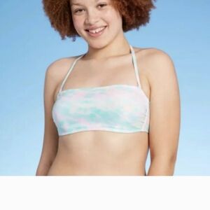 Xhilaration Pink and Blue Bikini Top Swim Size Large (8-10)